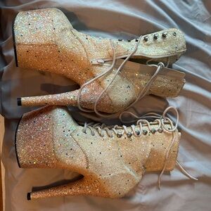 Glitter heel boots